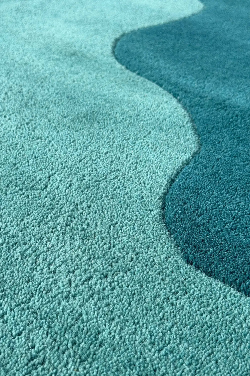 Teal Solid Design Wool Area Carpet