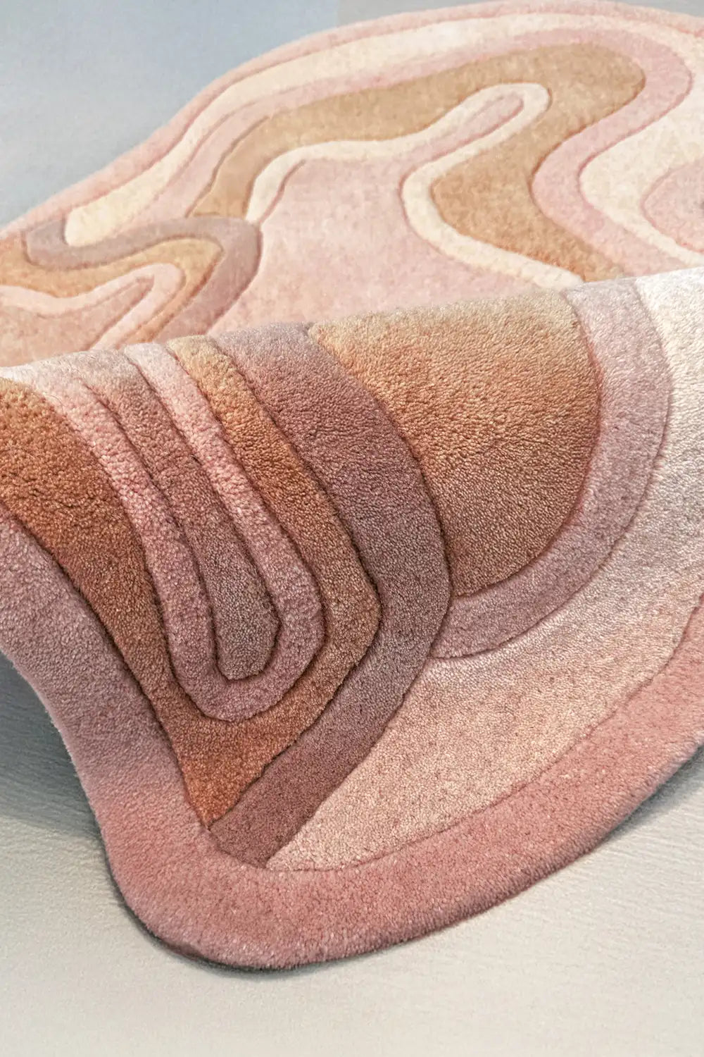 Abstract Topographic Blush Wool Rug
