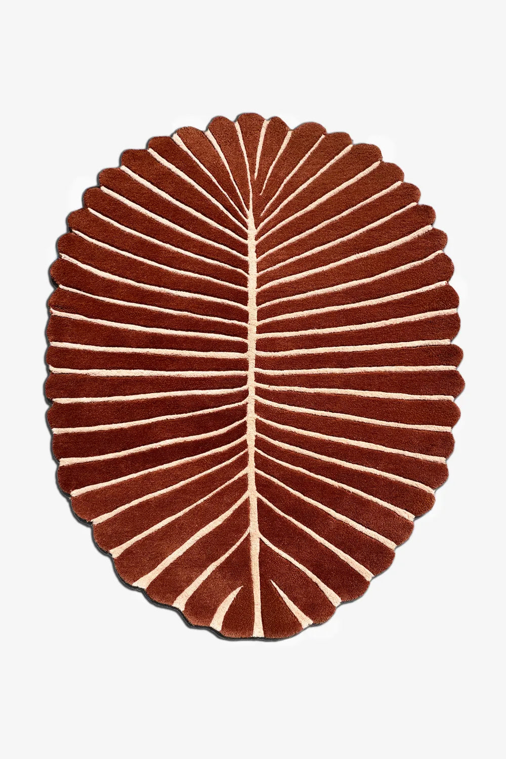 Botanical Leaf Shaped Wool Rug