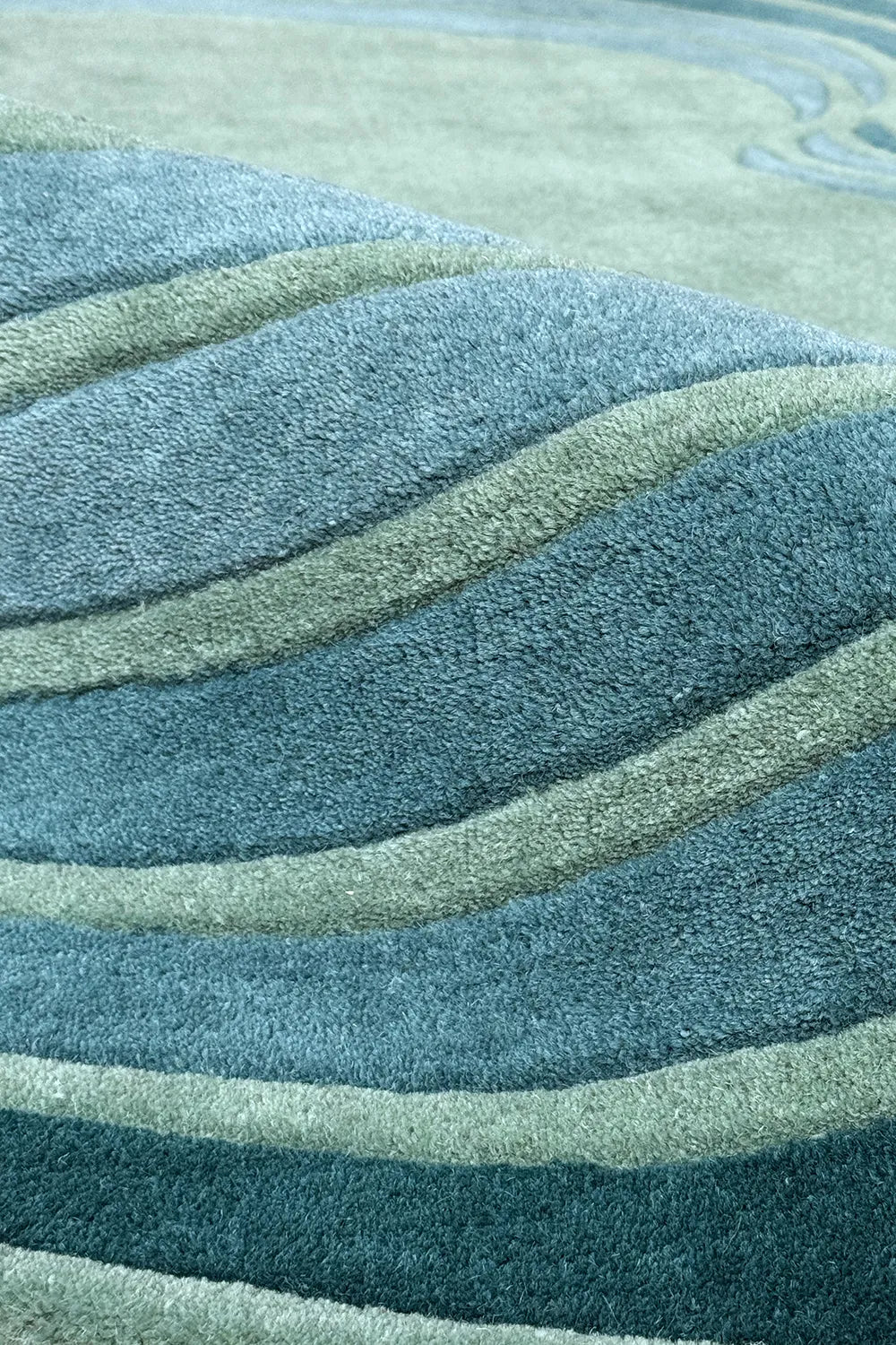 Sage Green Topographic Wave Design Area Carpet