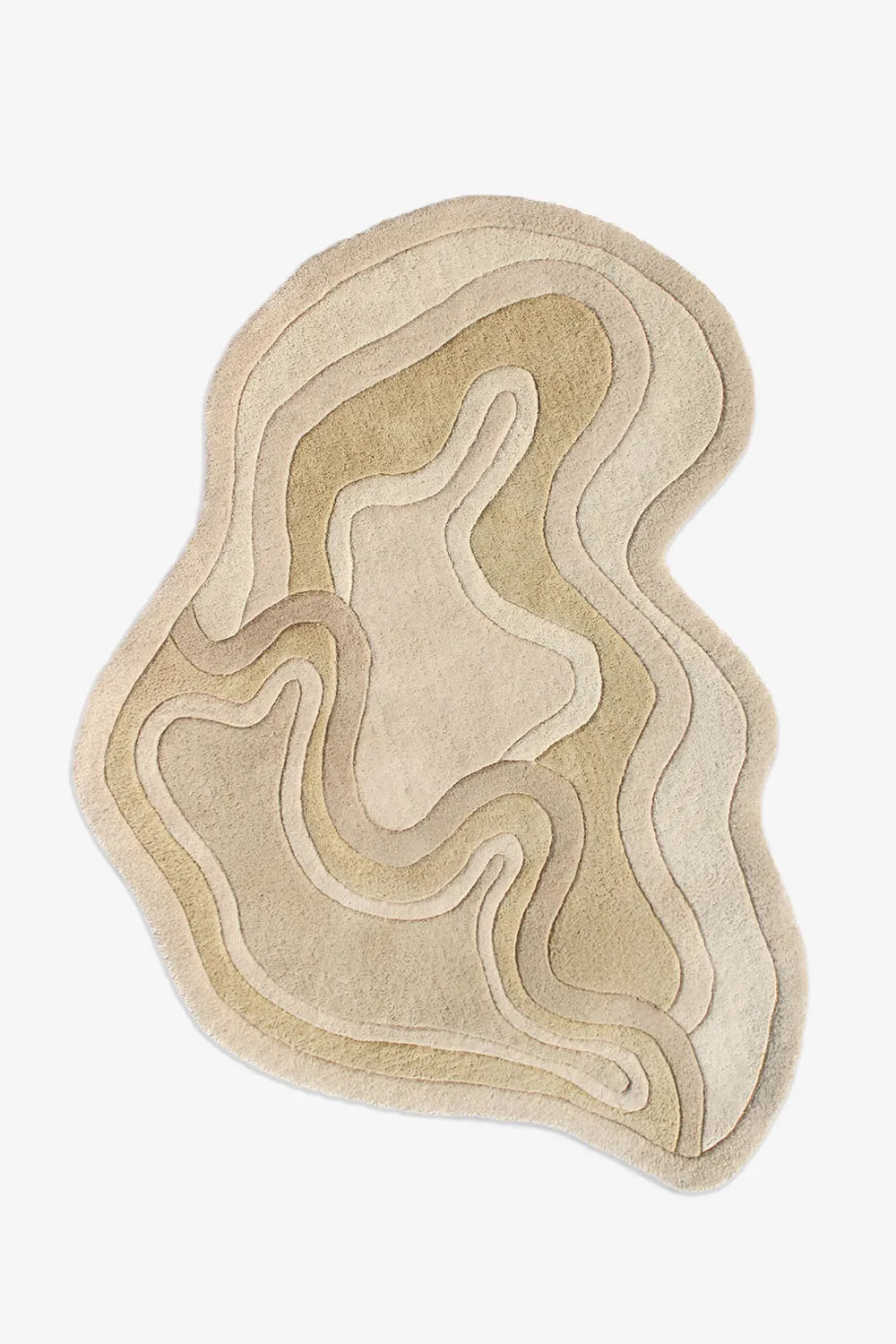 Irregular Neutral Beige Hand Tufted Wool Carpet