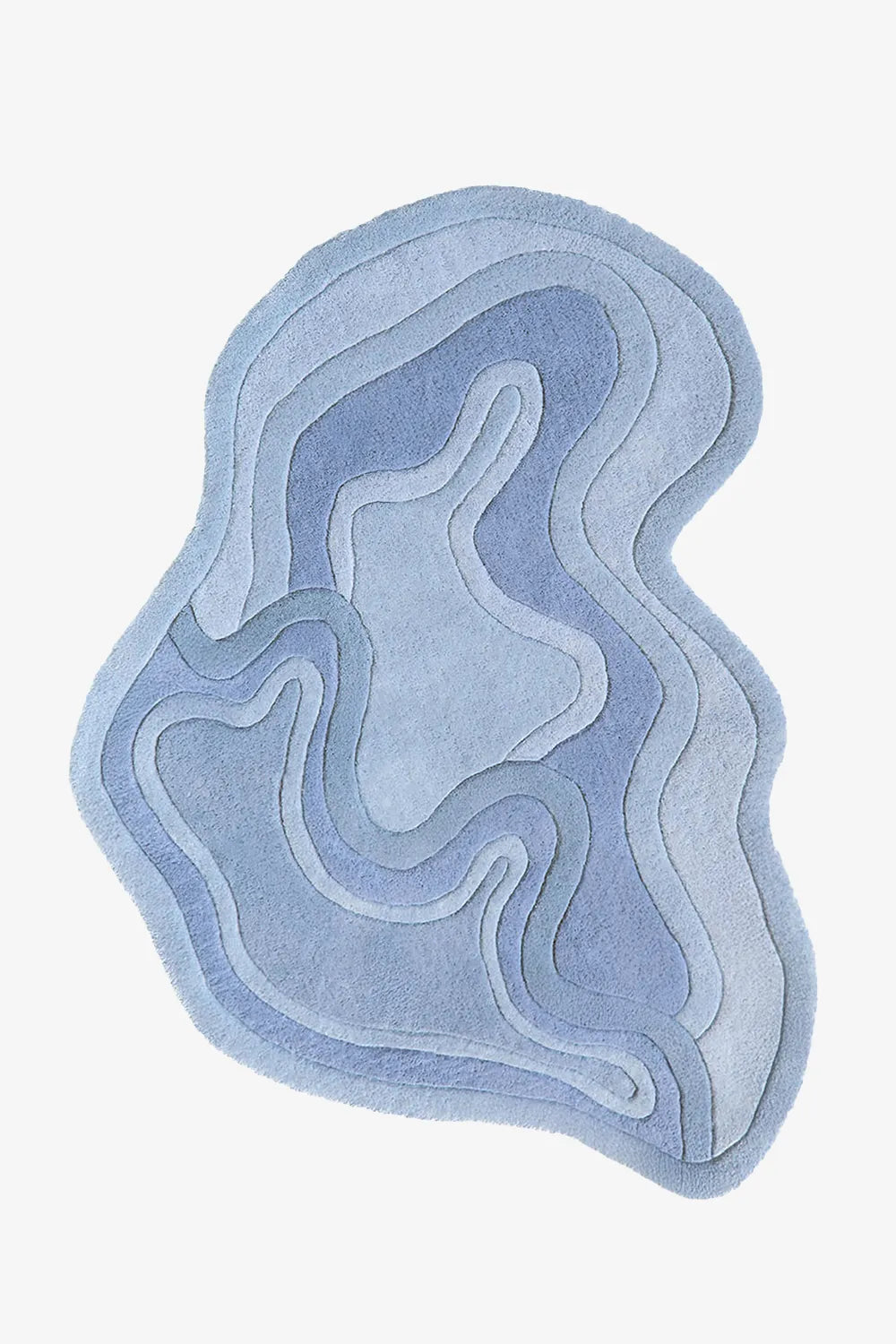 Irregular Contour Blue Hand Tufted Wool Carpet