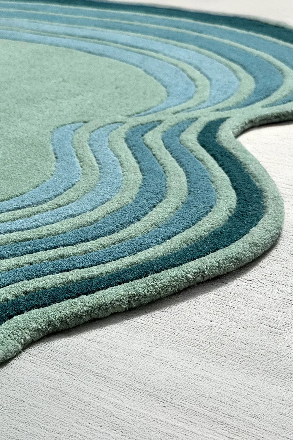 Sage Green Topographic Wave Design Area Carpet