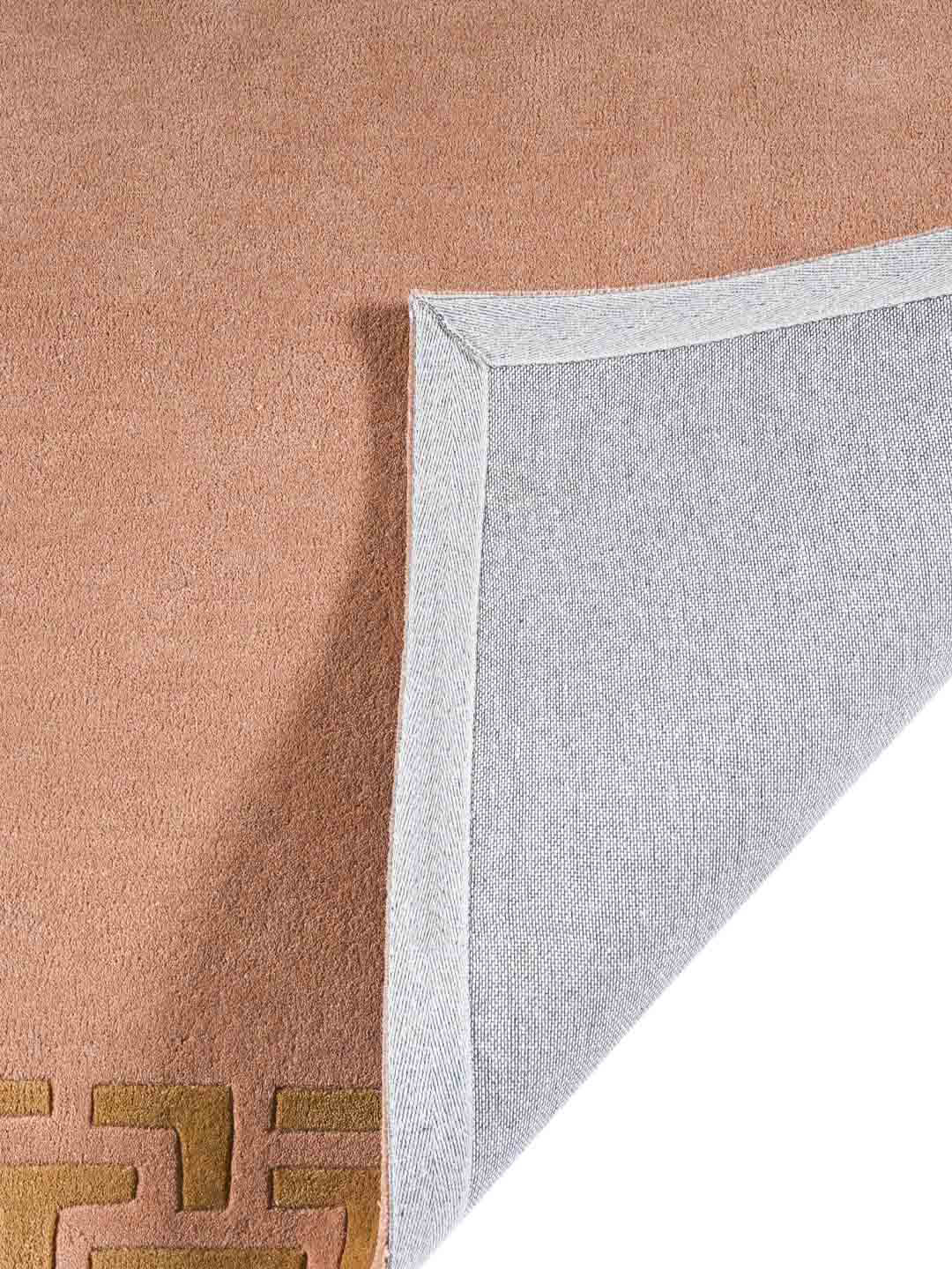 Blush Pink Lattice Border Wool Rug