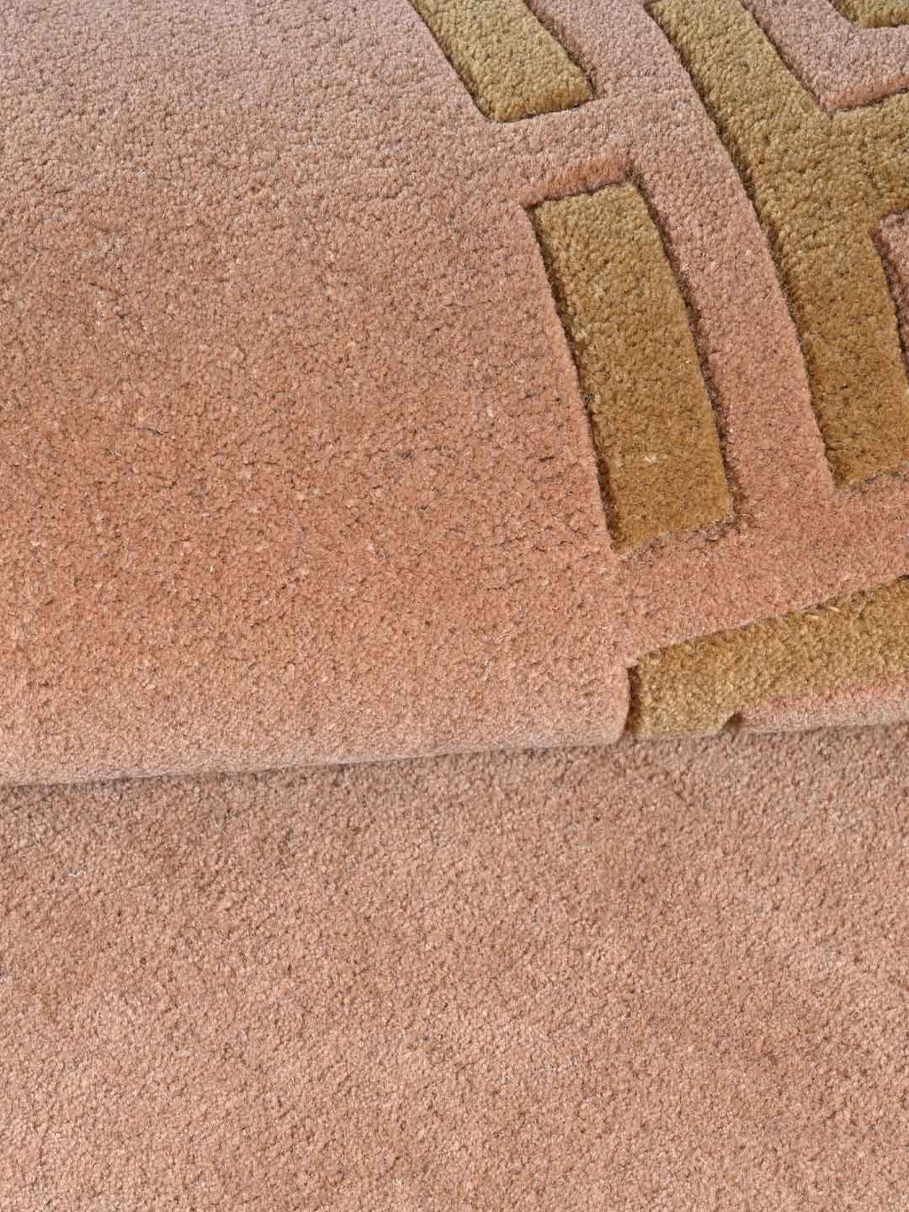 Blush Pink Lattice Border Wool Rug