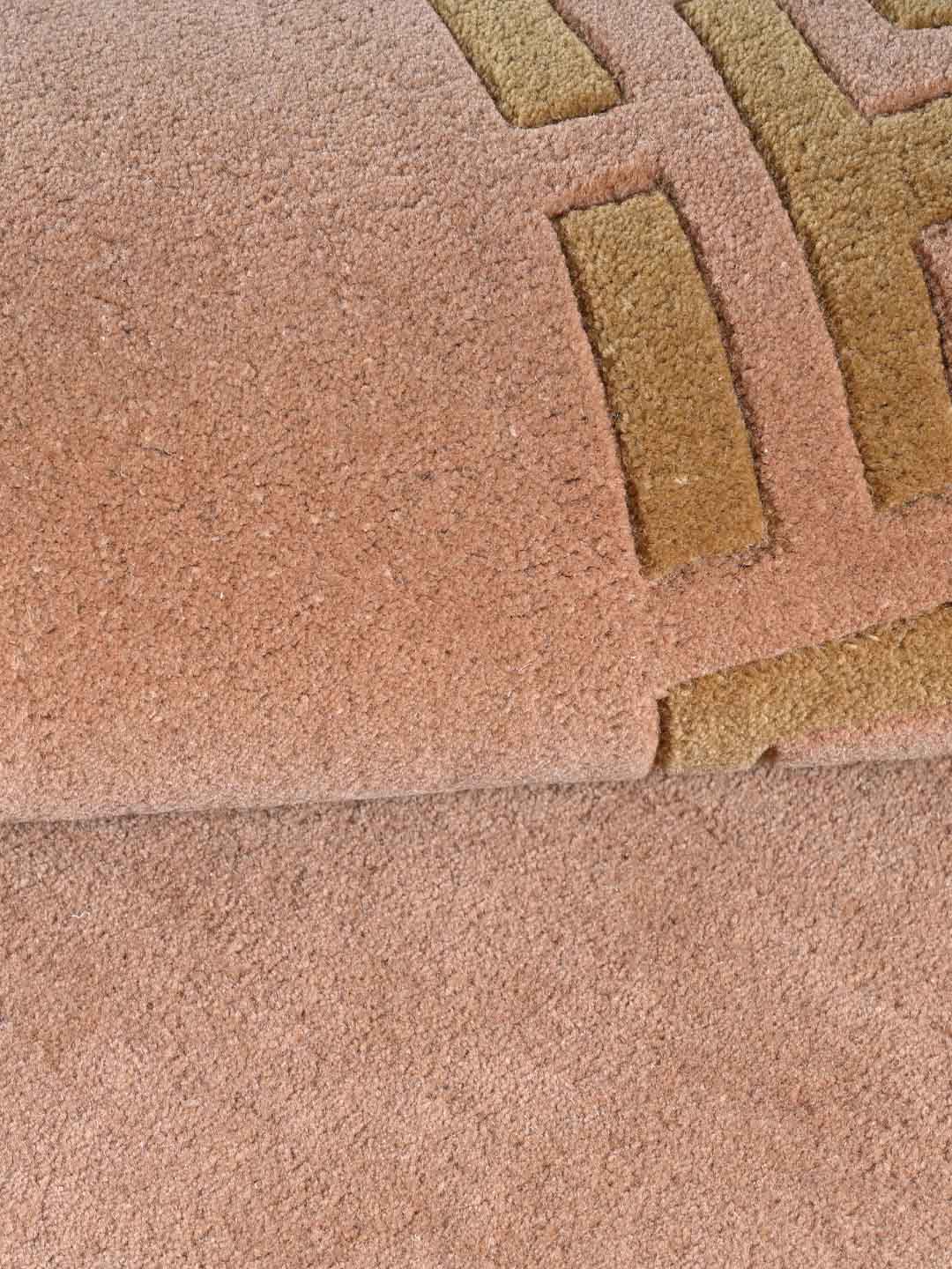 Blush Pink Lattice Border Wool Rug