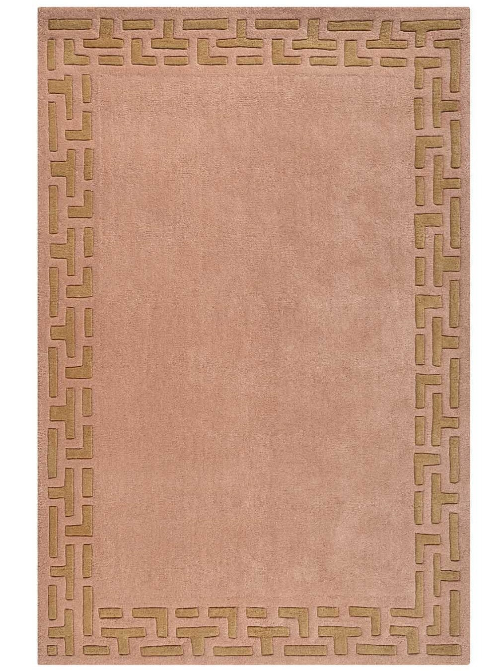 Blush Pink Lattice Border Wool Rug