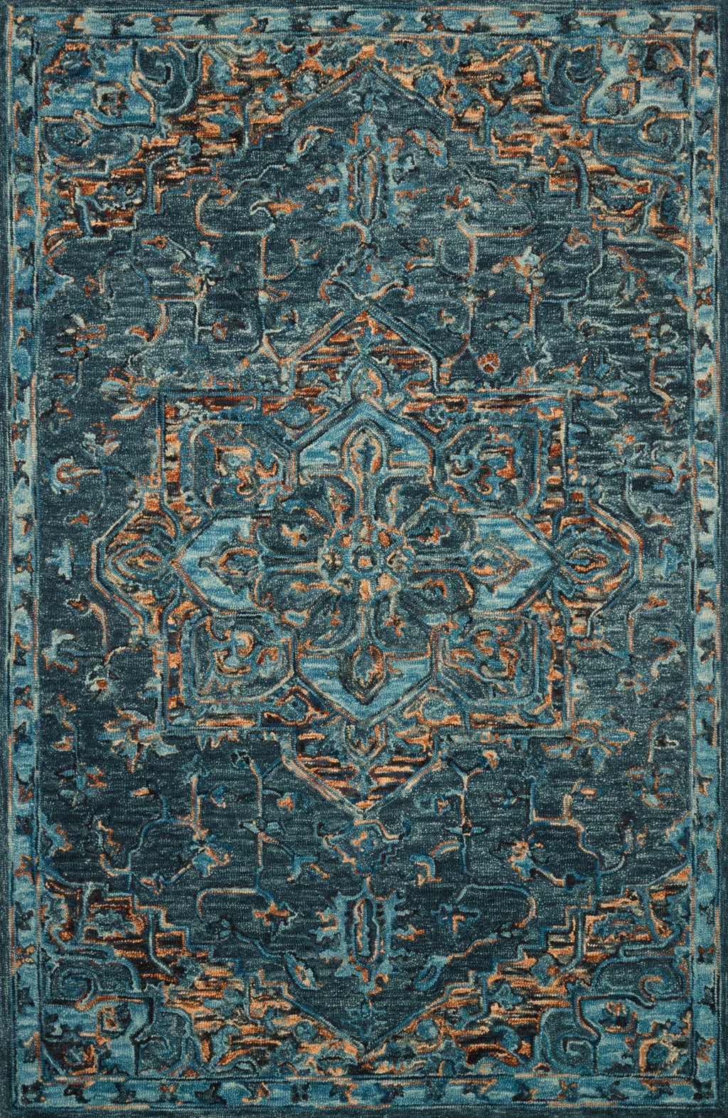 Teal Distressed Medallion Rug