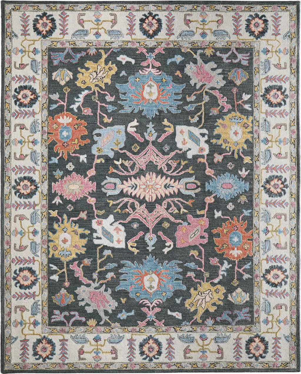 Charcoal Artistic Floral Rug