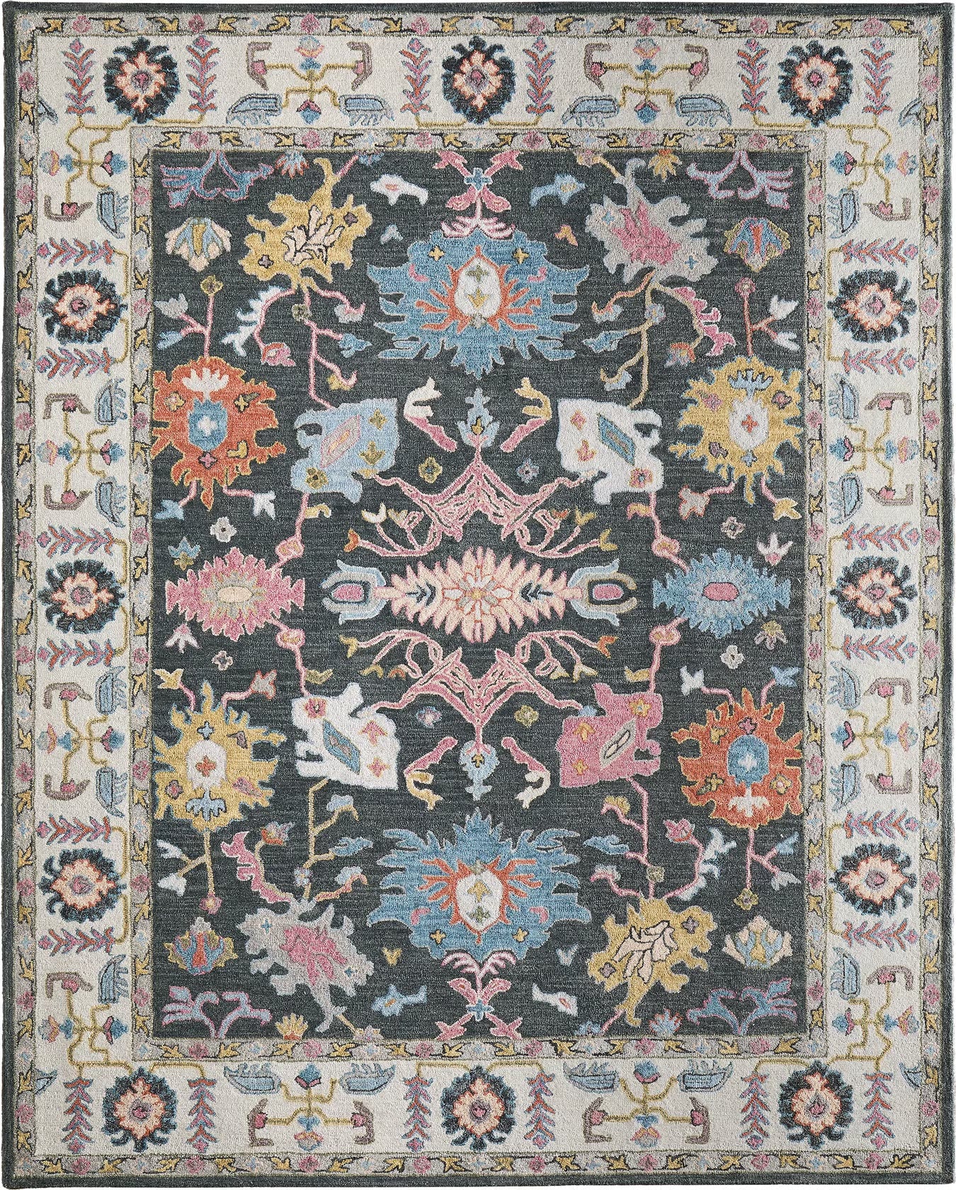 Charcoal Artistic Floral Rug