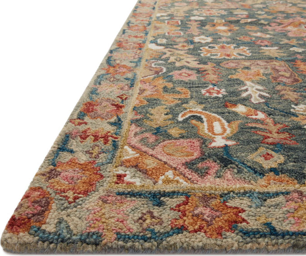 Teal Vintage Floral Tufted Rug