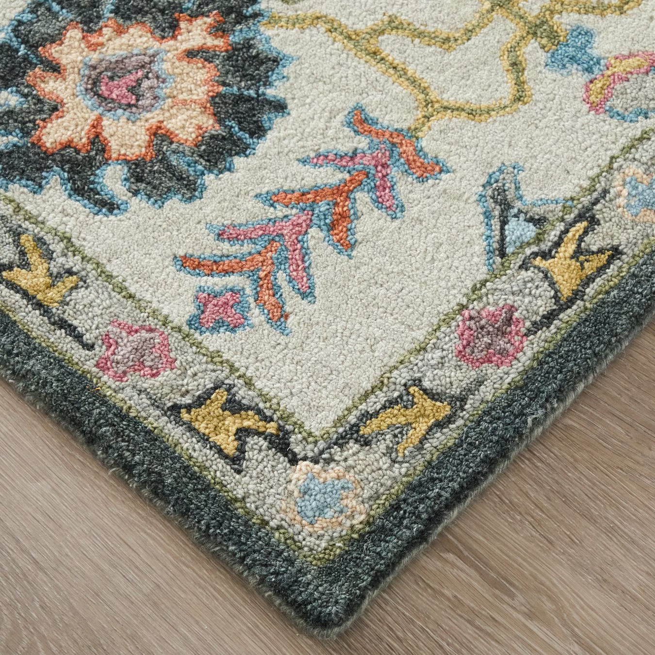 Charcoal Artistic Floral Rug