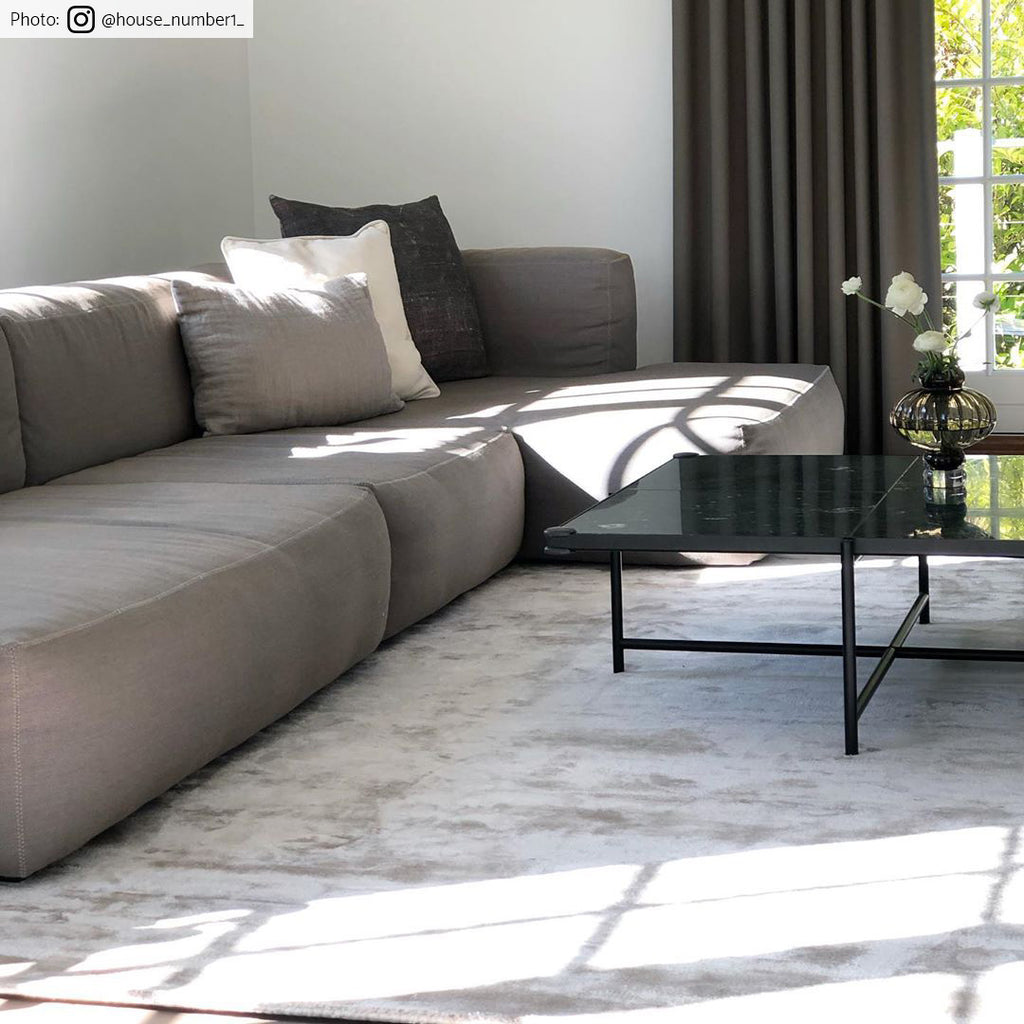 Contemporary Minimalist Gray Greige Viscose Area Rug