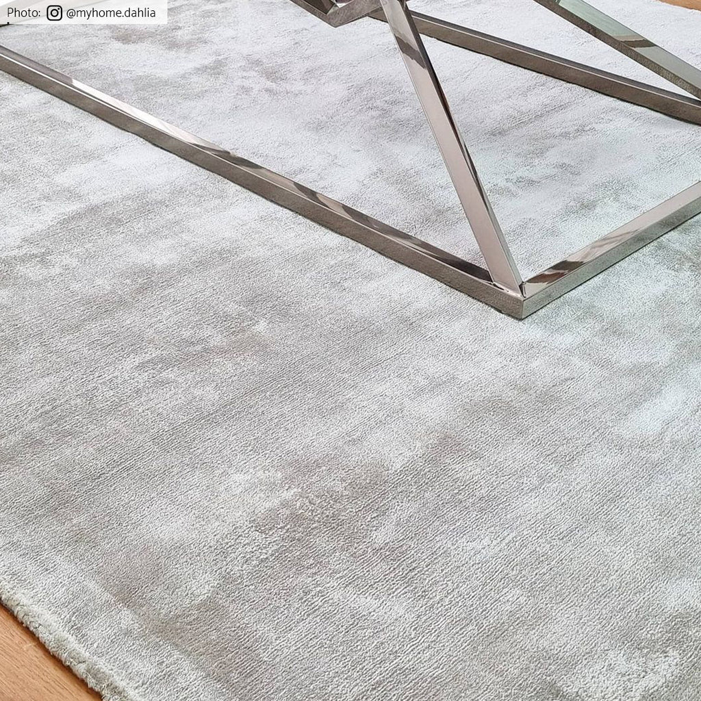 Contemporary Minimalist Gray Greige Viscose Area Rug