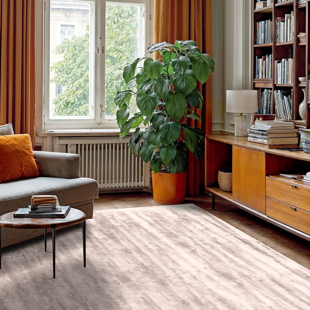 Contemporary Minimalist Gray Greige Viscose Area Rug