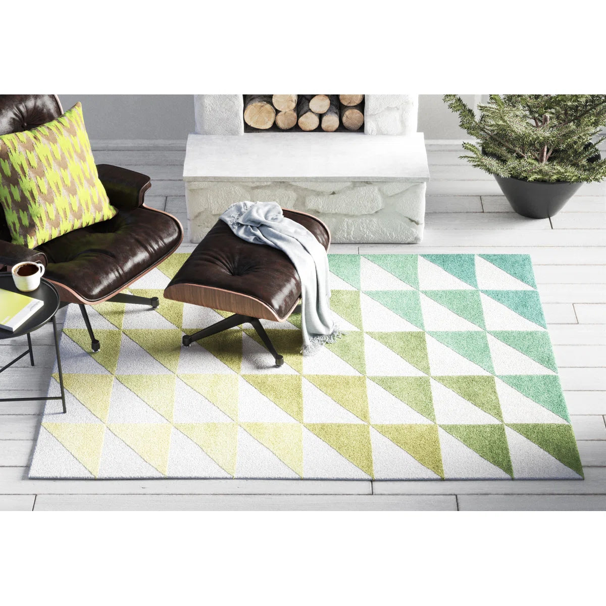 Verdant Triangle Wool Rug