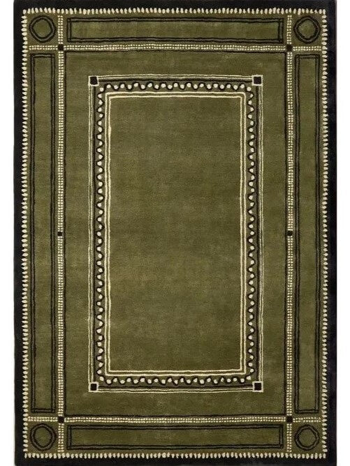 Olive Heritage Border Hand Tufted Rug
