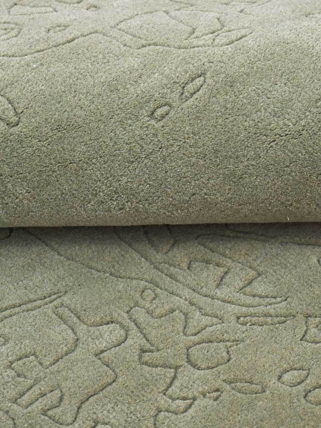 Luxury Sage Abstract Handcrafted Wool Rug
