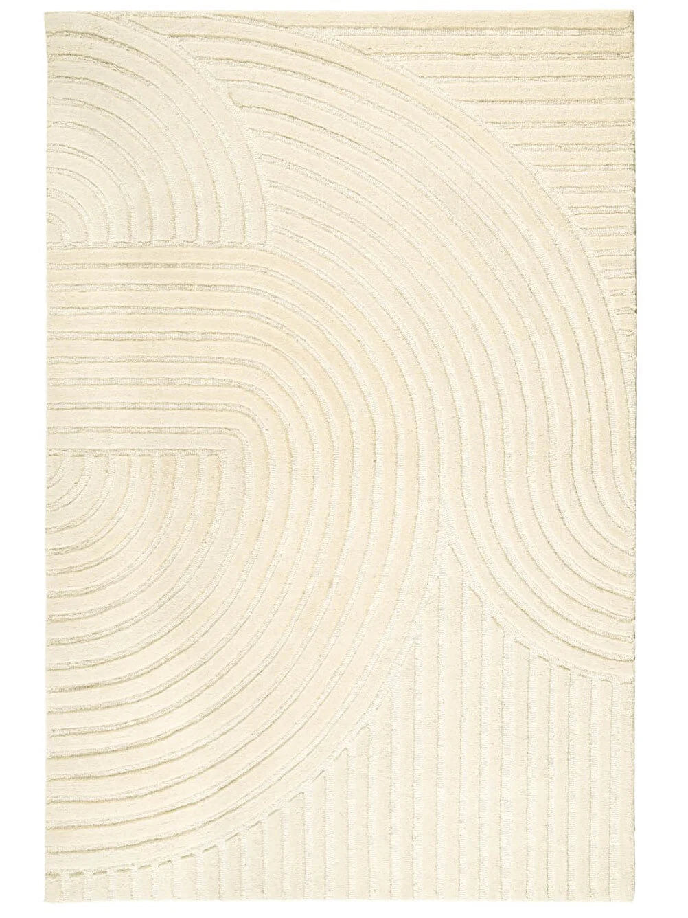 Ivory Geometric Textured Hand Tufted Rug