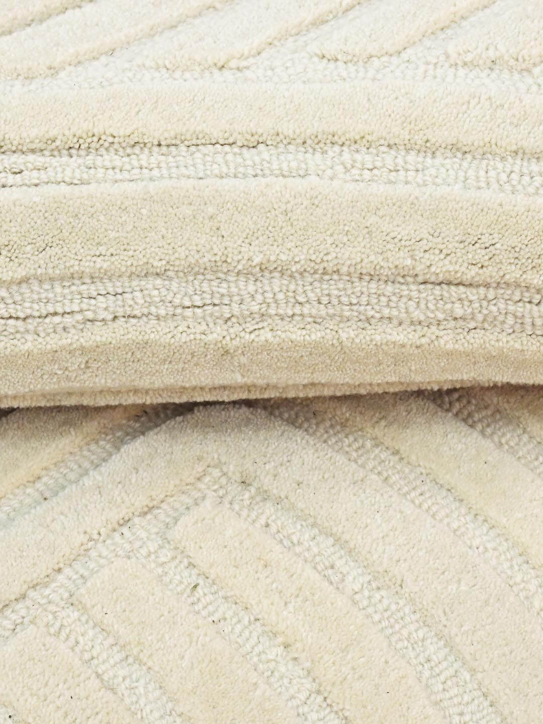 Ivory Geometric Textured Hand Tufted Rug