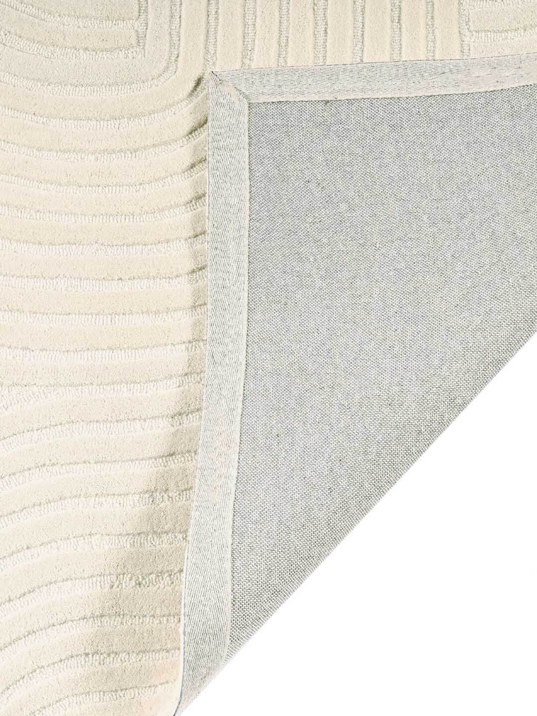 Ivory Geometric Textured Hand Tufted Rug