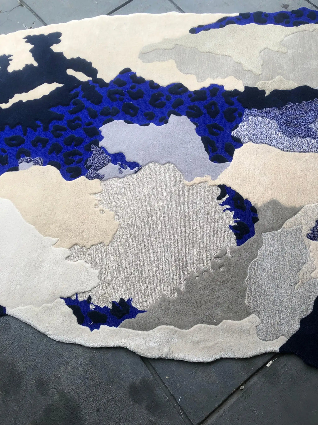 Midnight Blue Abstract Organic Designer Carpet