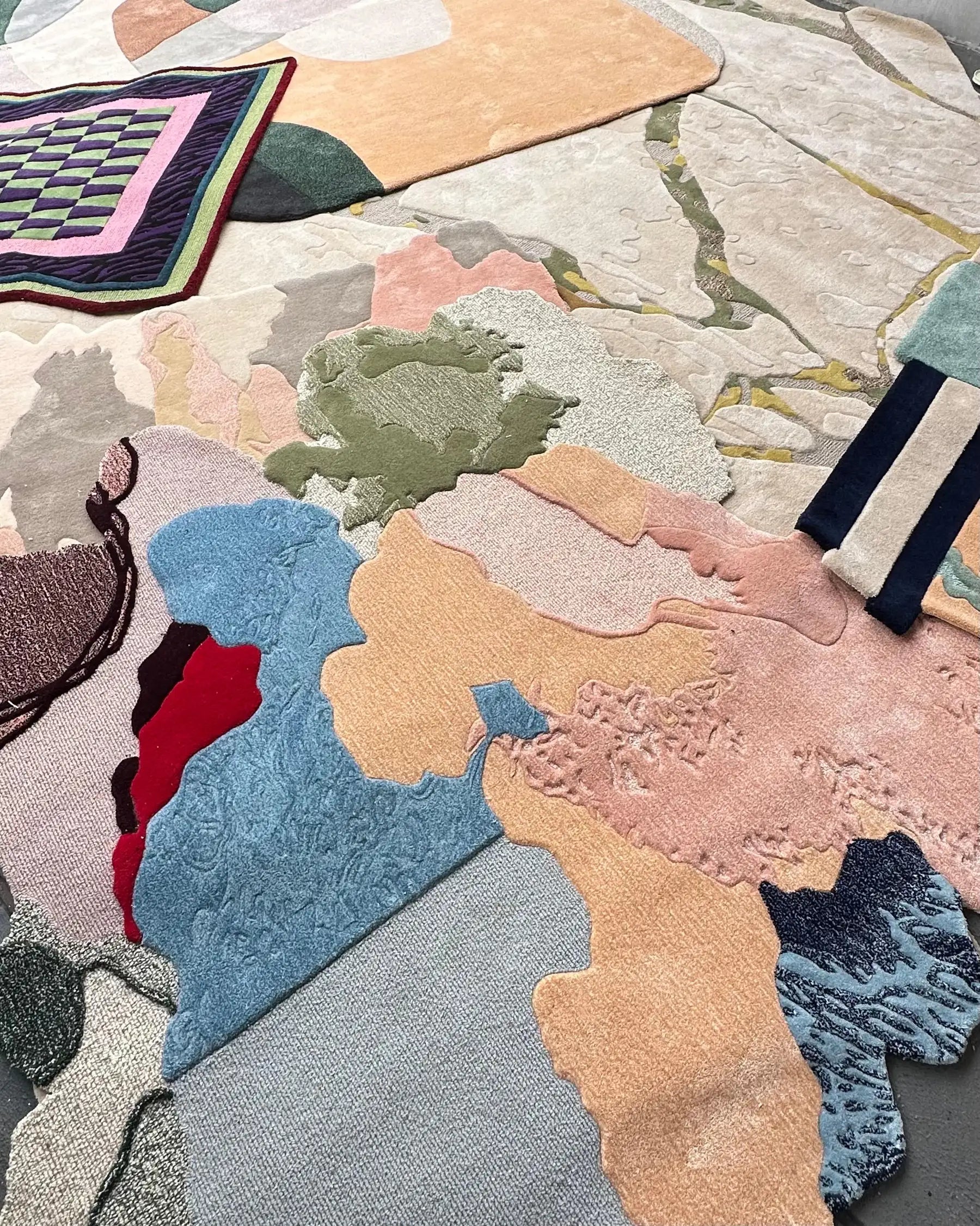 Irregular Painterly Composition Vibrant Rug
