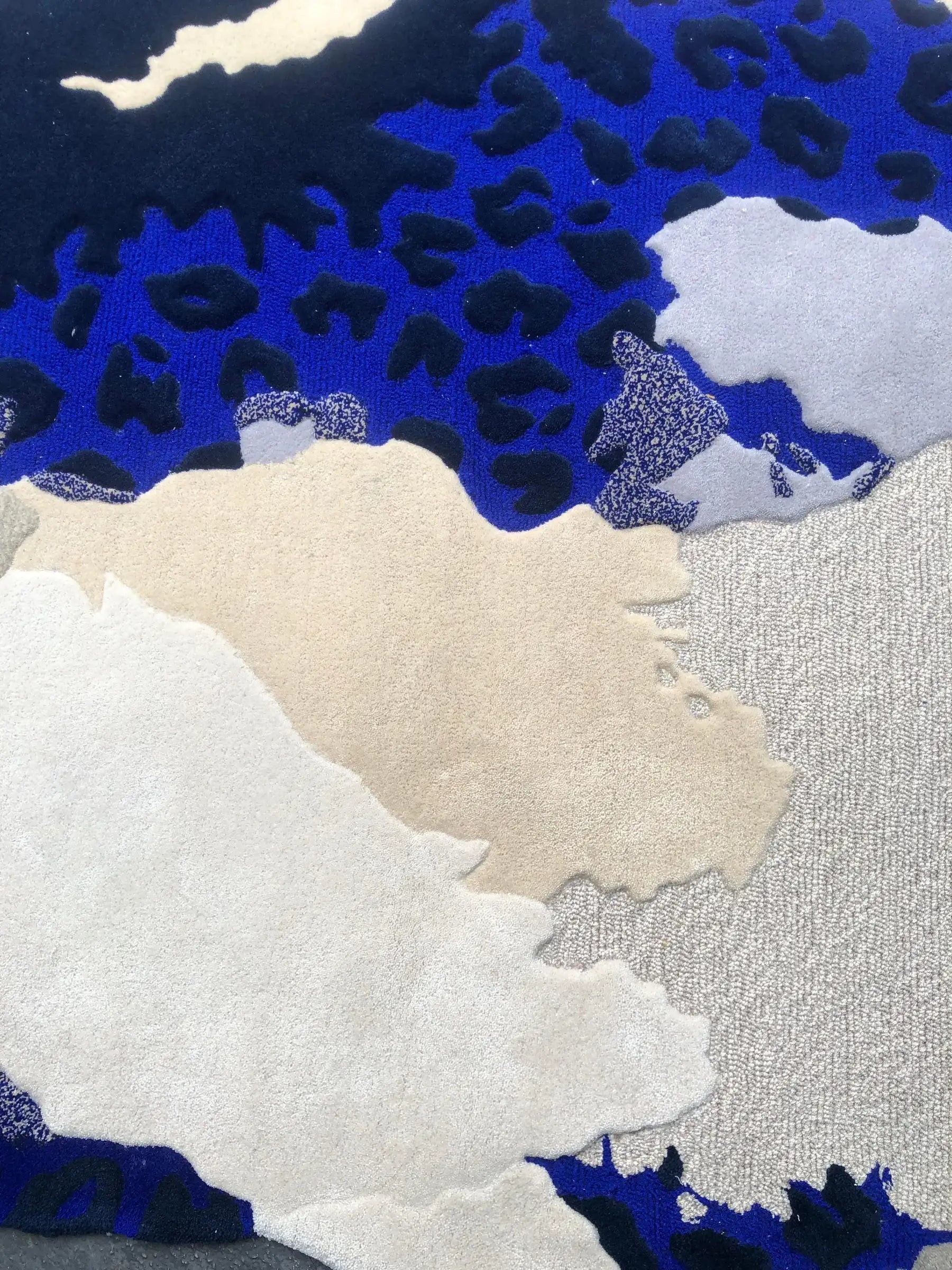 Midnight Blue Abstract Organic Designer Carpet