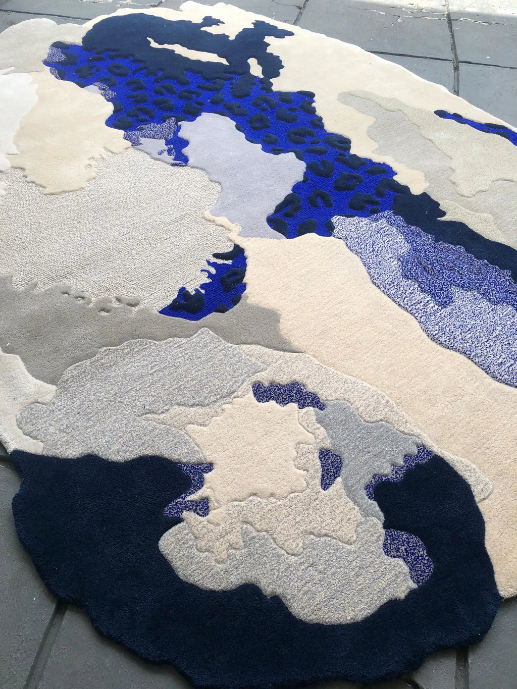 Midnight Blue Abstract Organic Designer Carpet