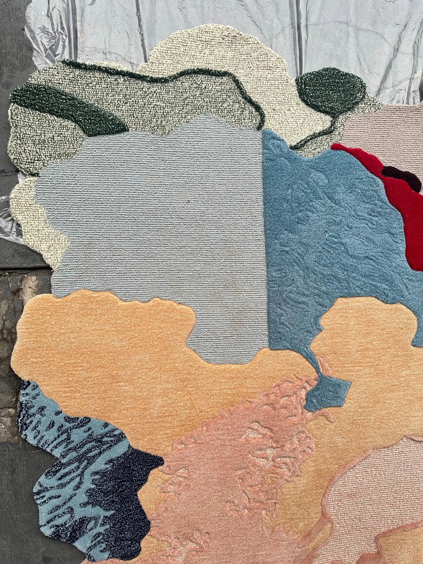 Irregular Painterly Composition Vibrant Rug