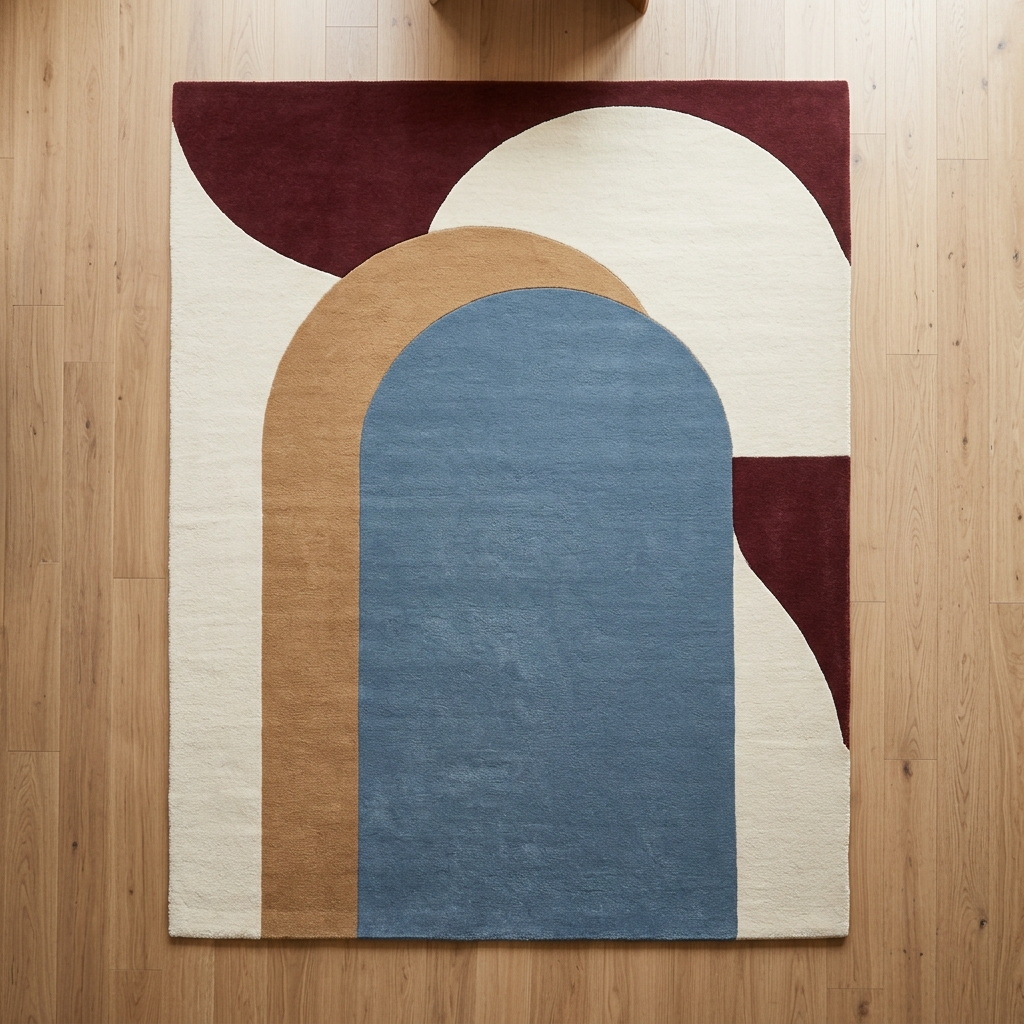 Modern Multicolor Abstract Arch Geometric Rug