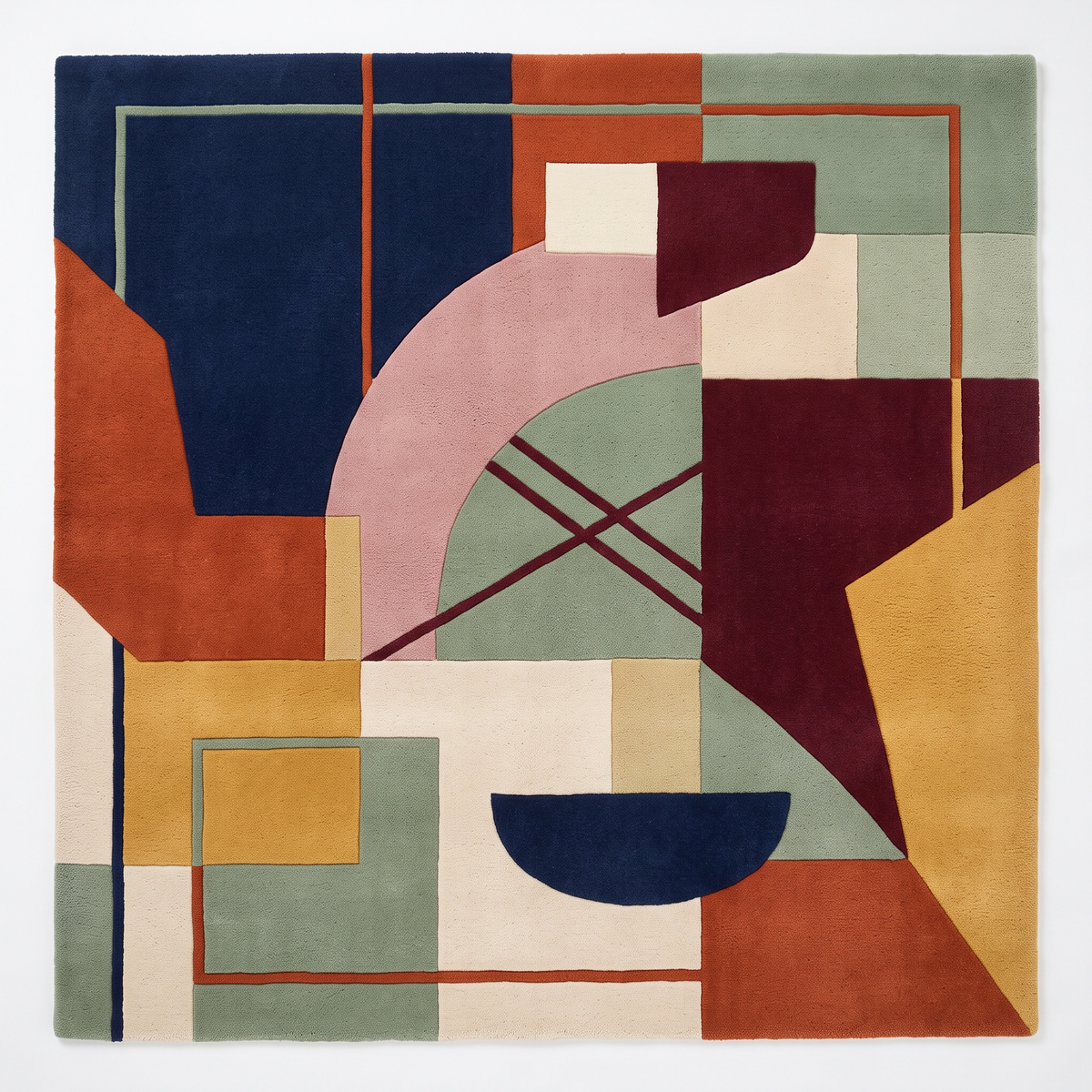Modern Abstract Geometric Multicolor Hand Tufted Rug