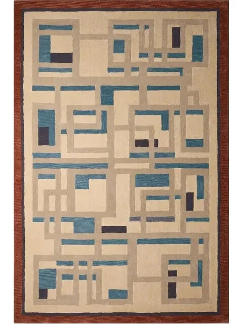 Modern Geometric Grid Hand Tufted Rug