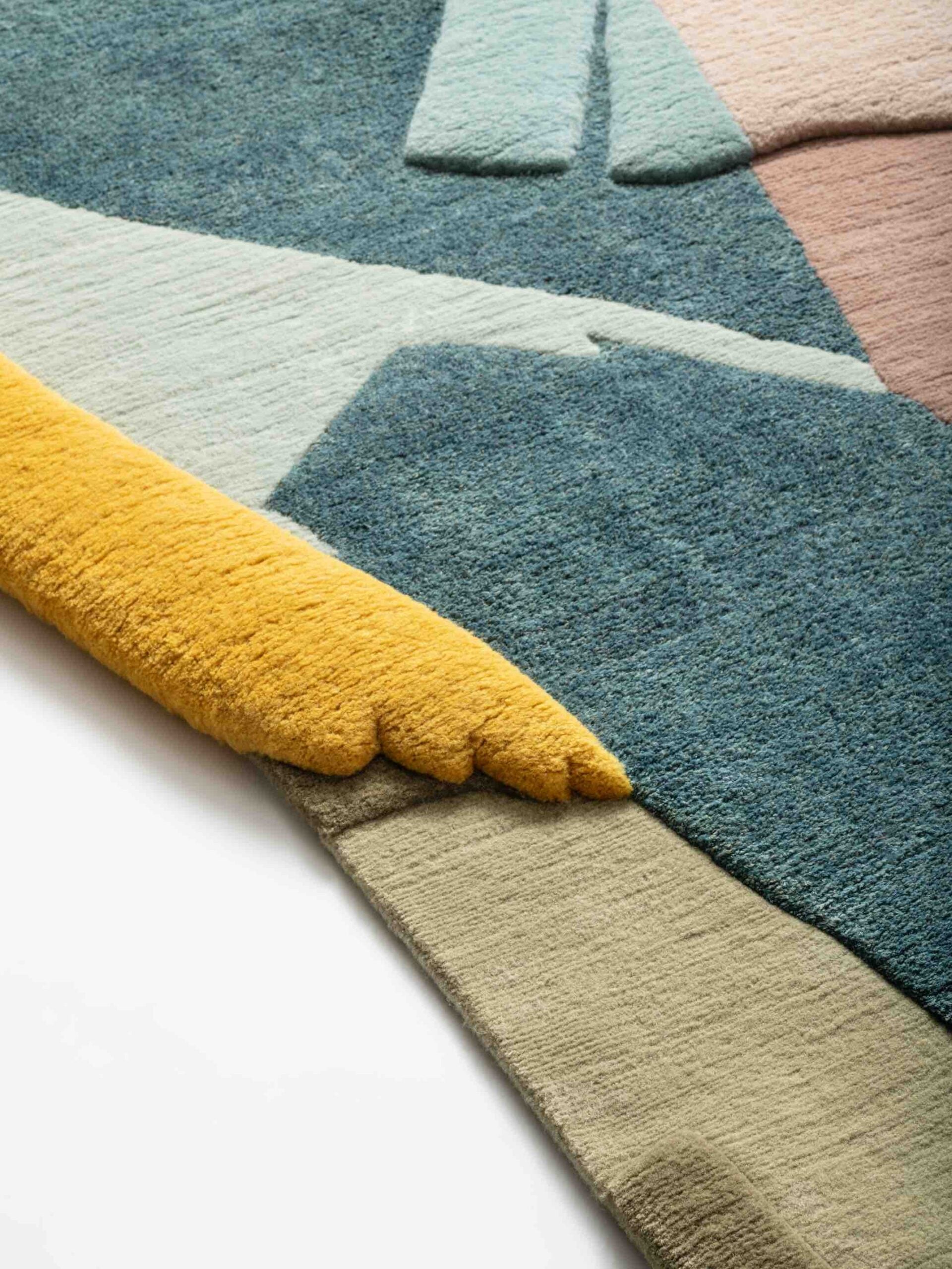Contemporary Sculptural Cubist Wool Rug