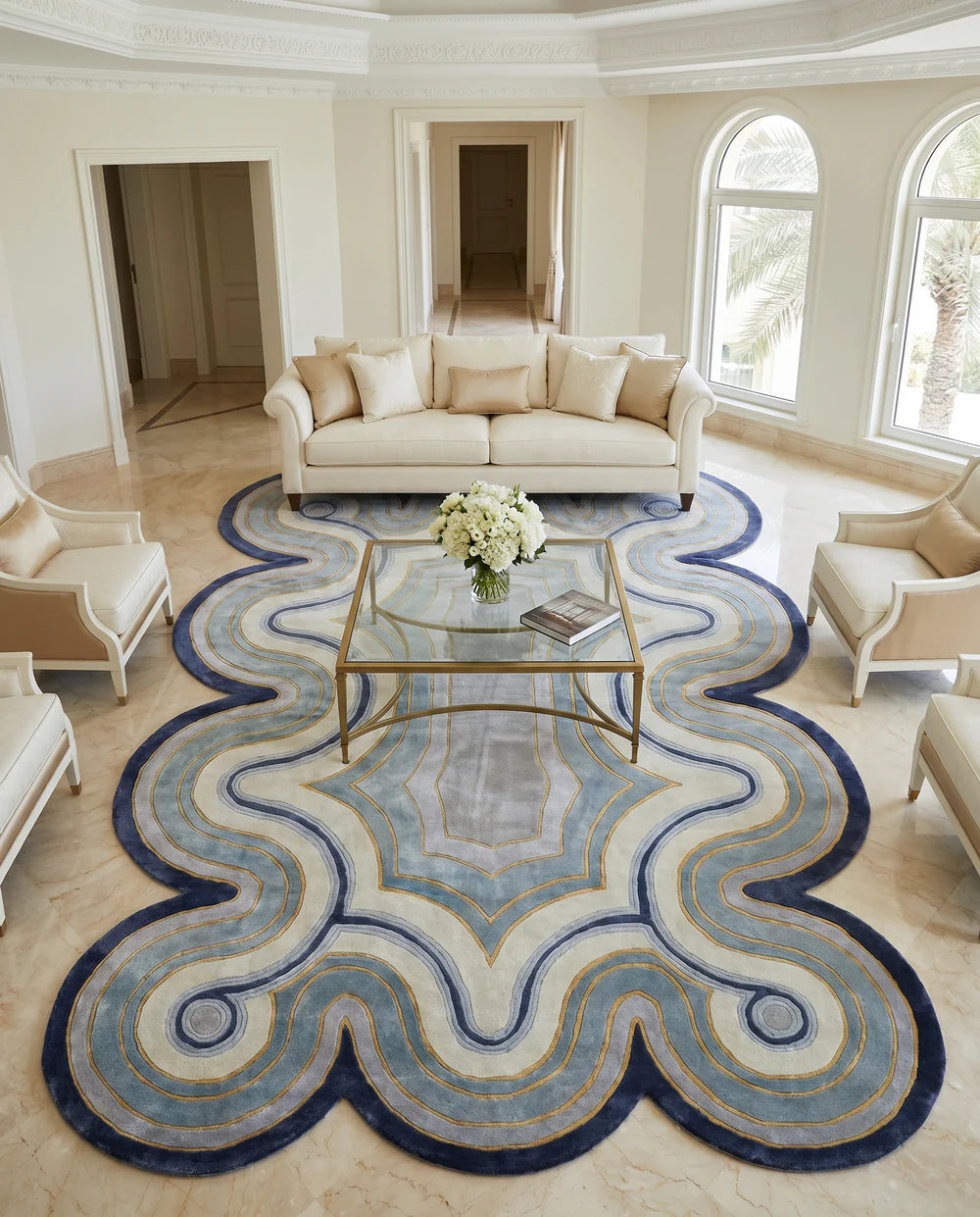 Elysian Scalloped Wave Wool Rug