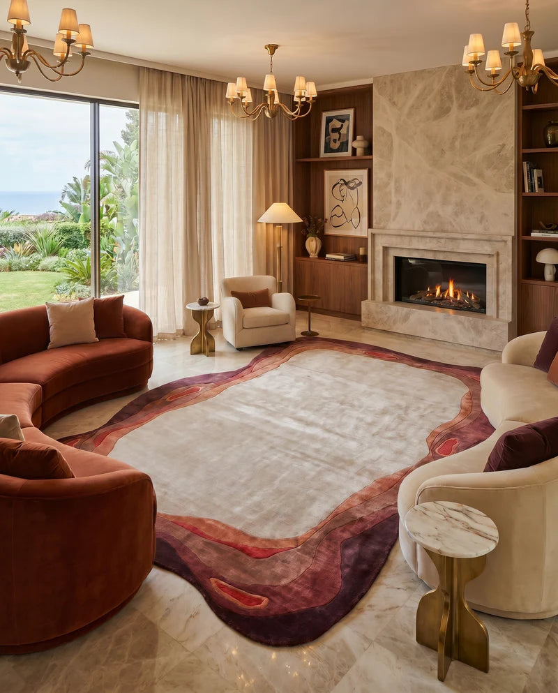 Contemporary Agate Layered Viscose Wool Rug