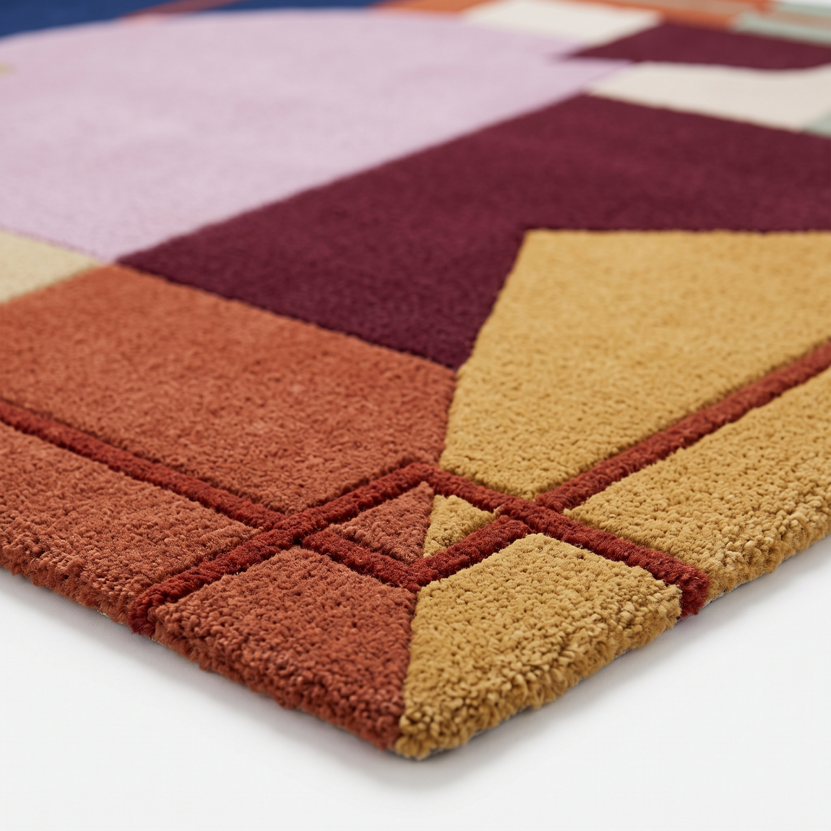 Modern Abstract Geometric Multicolor Hand Tufted Rug