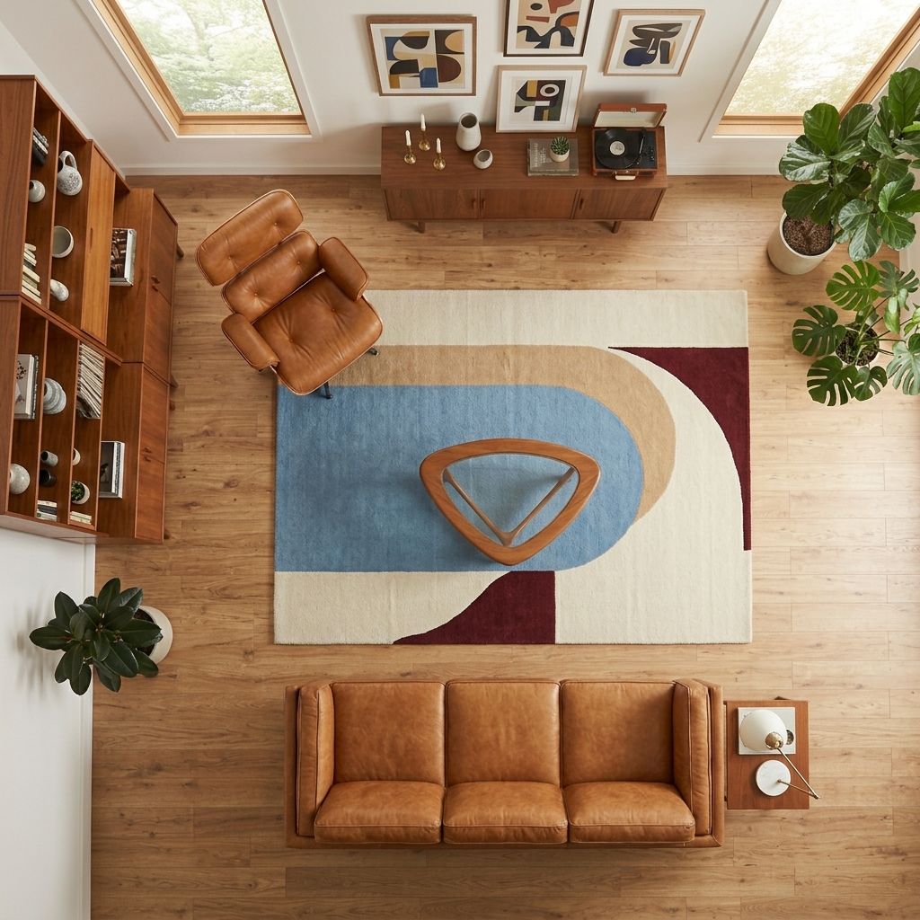 Modern Multicolor Abstract Arch Geometric Rug