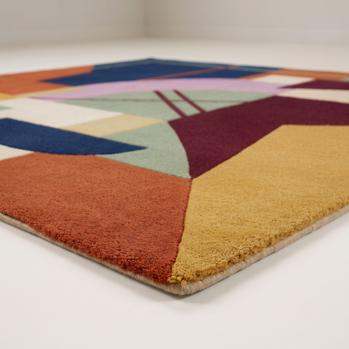 Modern Abstract Geometric Multicolor Hand Tufted Rug