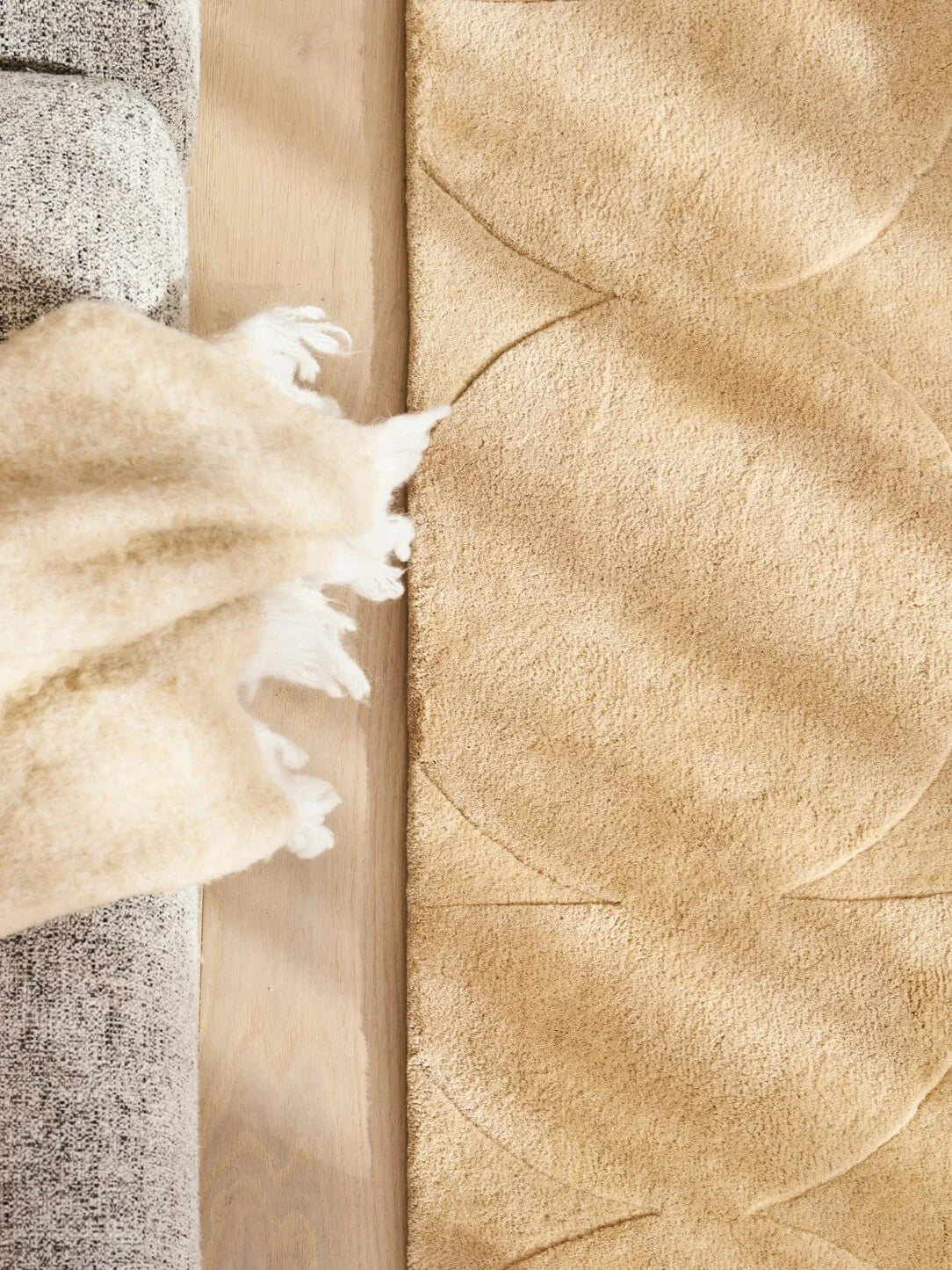 Soft Sand Geometric Designer Wool Rug