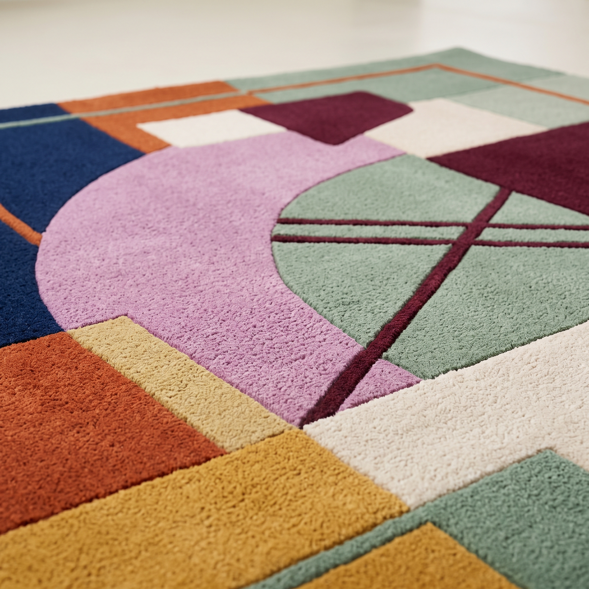 Modern Abstract Geometric Multicolor Hand Tufted Rug