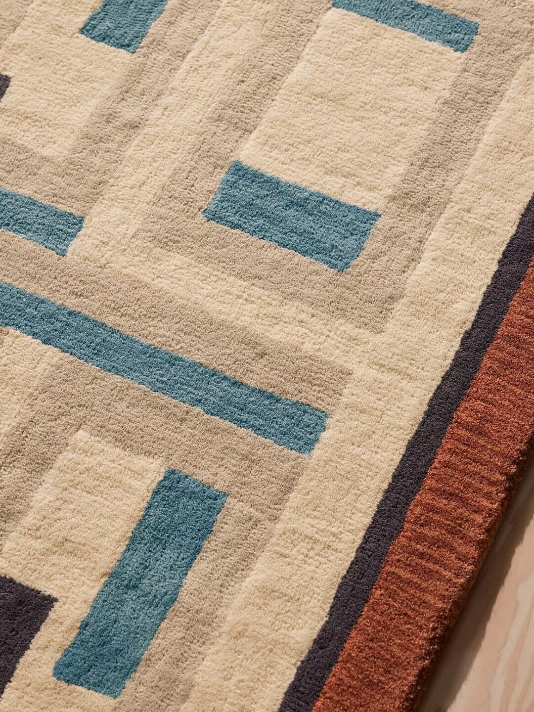 Modern Geometric Grid Hand Tufted Rug