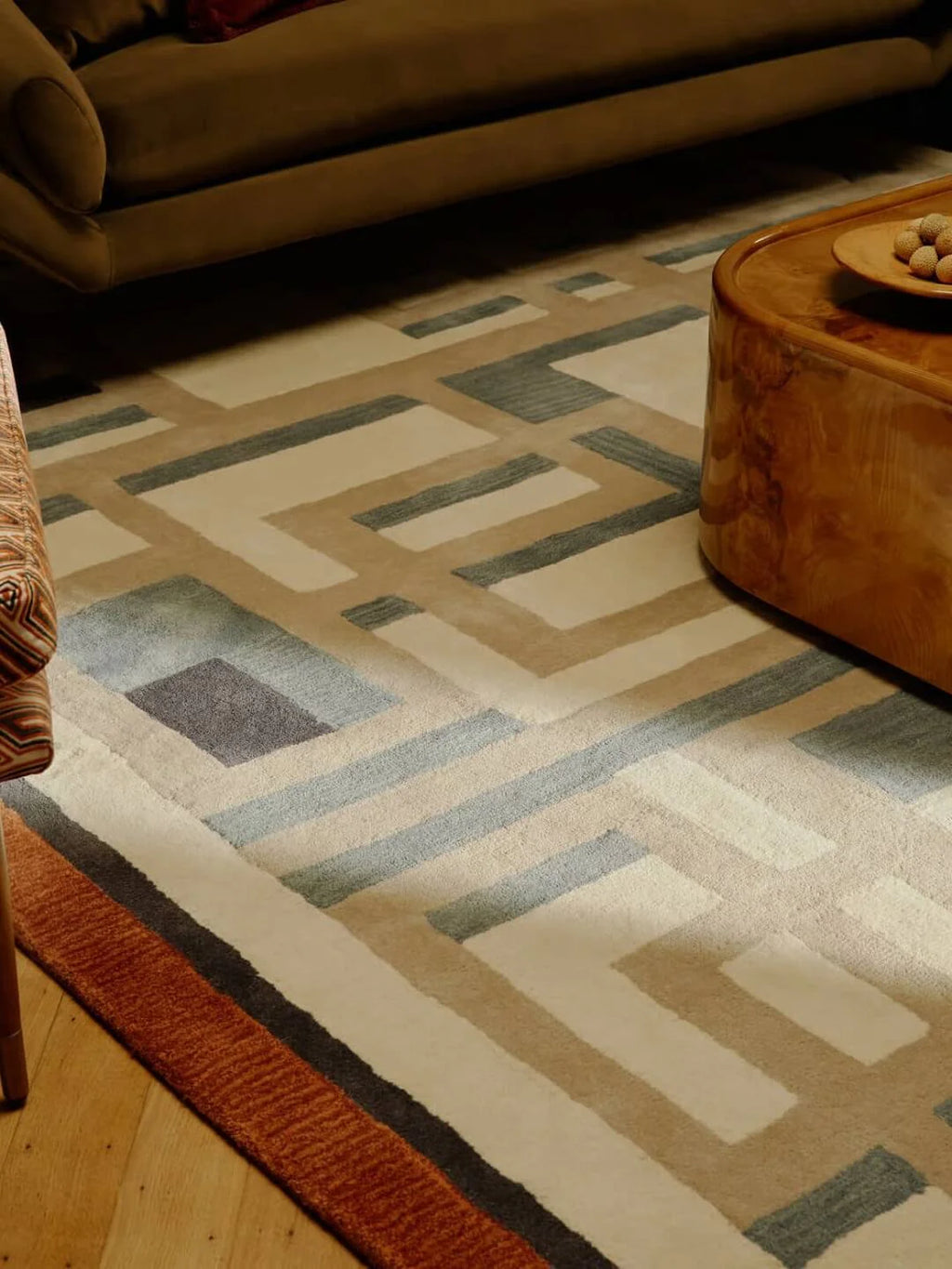 Modern Geometric Grid Hand Tufted Rug