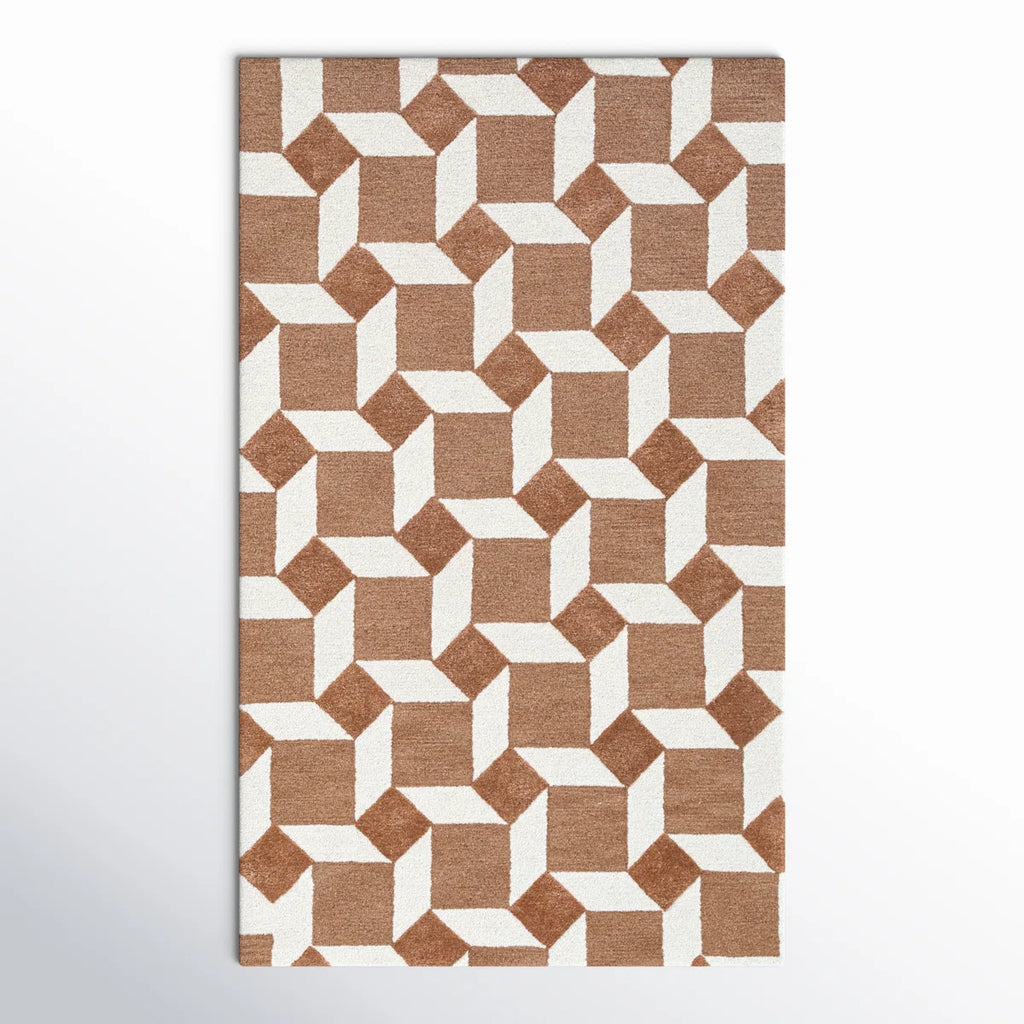 Caramel Cube Wool Rug