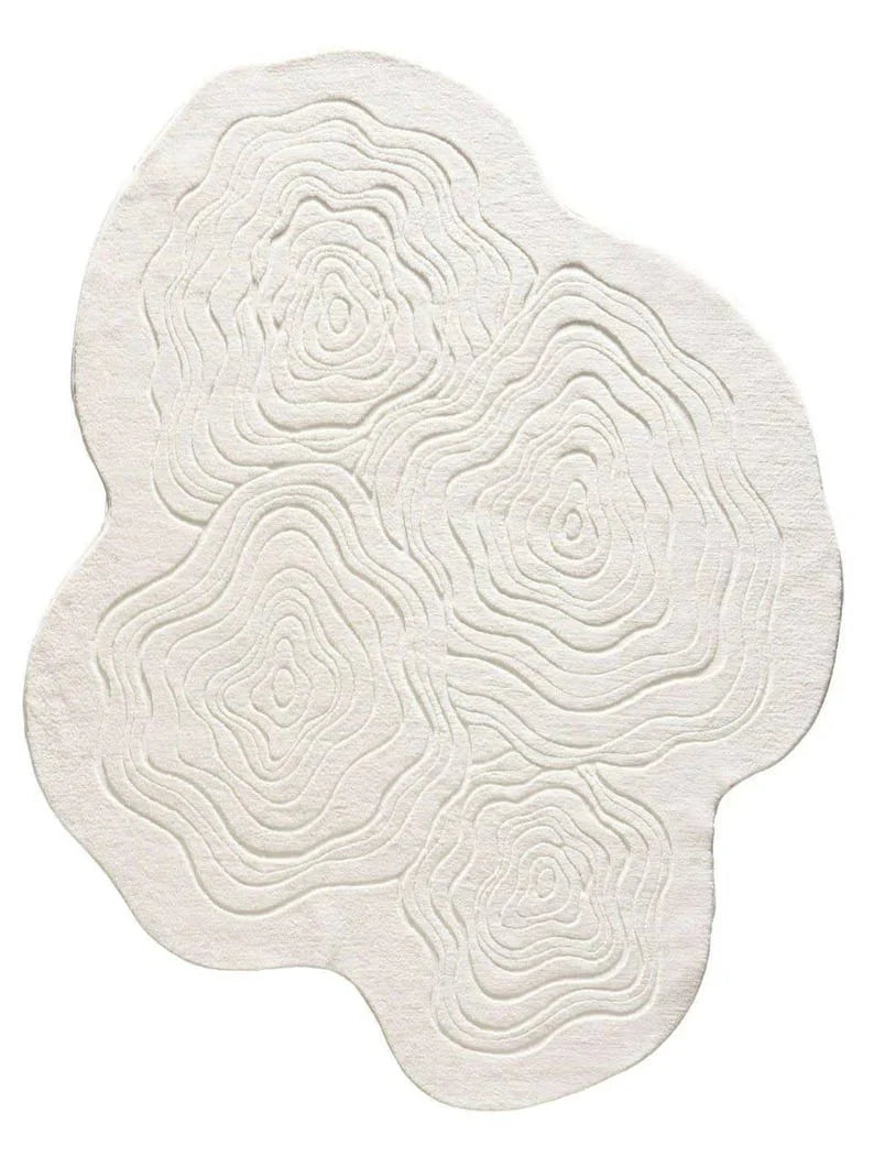 White Ripple Designer Irregular Rug