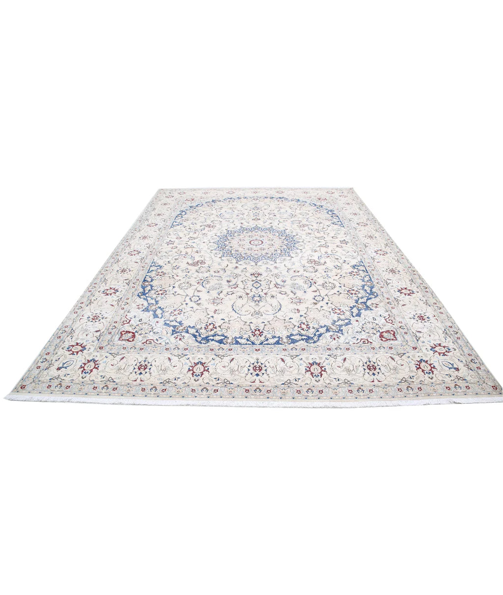 Hand-Knotted Persian Medallion Wool & Silk Inlay Luxury Rug
