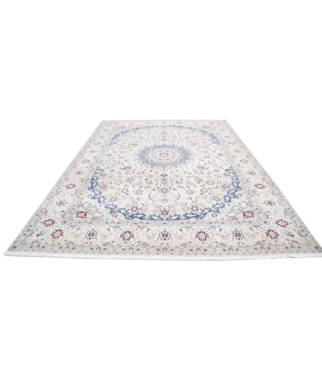 Hand-Knotted Persian Medallion Wool & Silk Inlay Luxury Rug