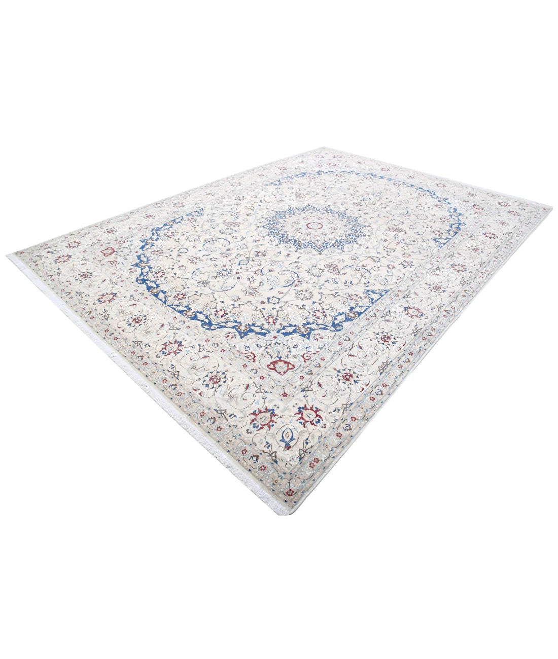 Hand-Knotted Persian Medallion Wool & Silk Inlay Luxury Rug