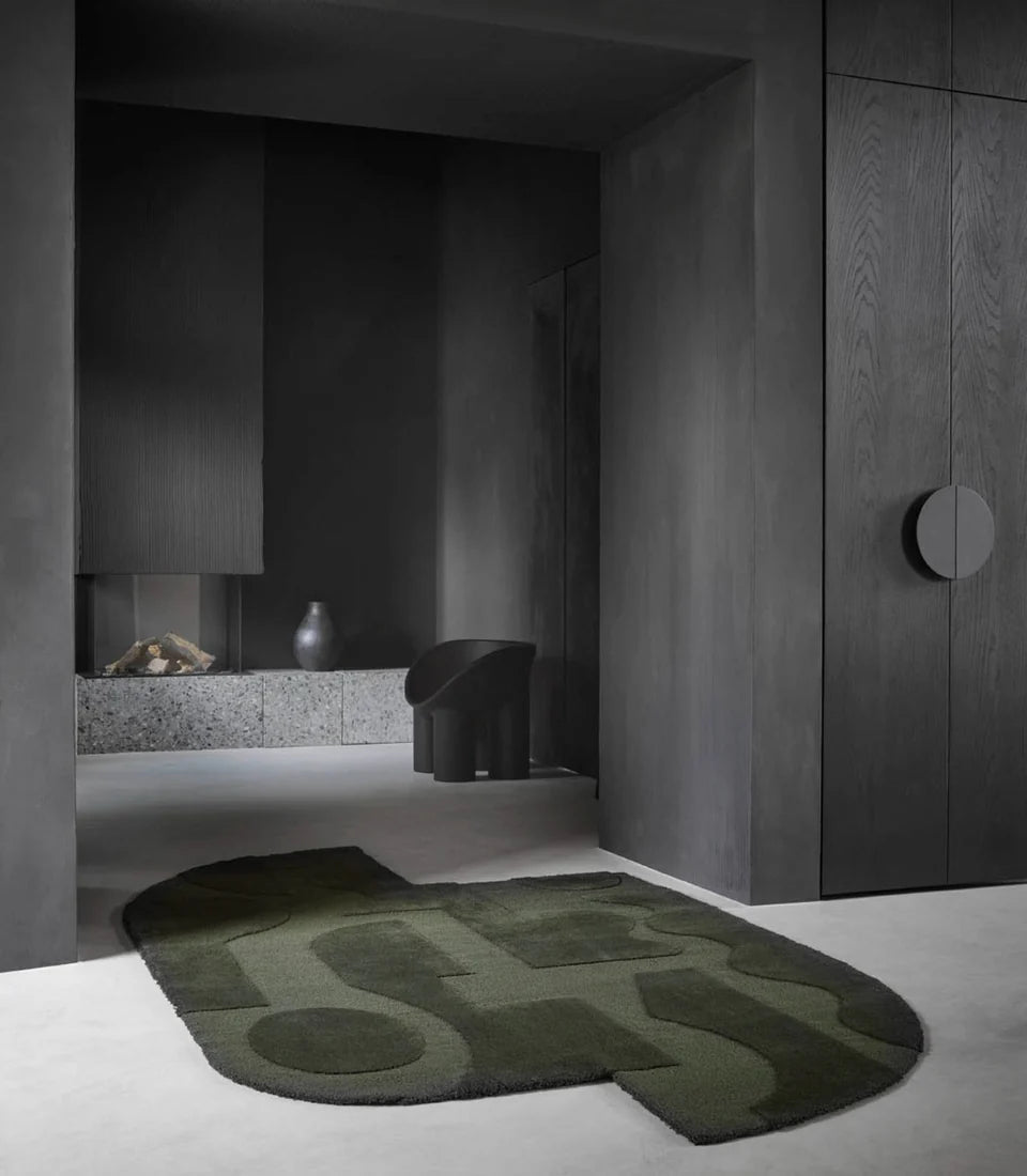 Nocturne Green Pattern Irregular Rug