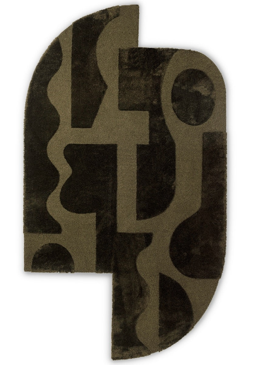 Nocturne Green Pattern Irregular Rug